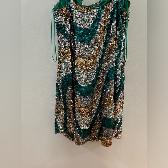 NWT LG Lizzie’s Boutique Green Pattern Sequin Dress - Picture 6 of 10